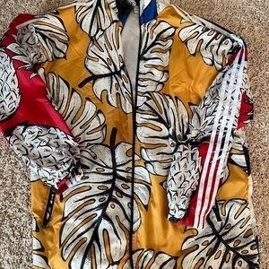 Womens oversized windbreaker . Bright and fun pattern